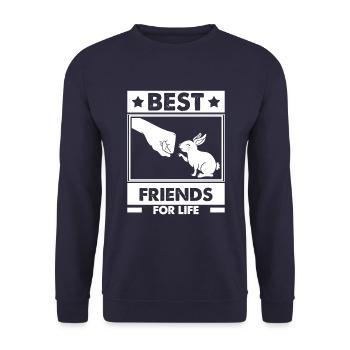 Best friends for life rabbit bunnies saying Hasi - Unisex Sweatshirt - navy - Front - Alina (178cm) & Michal (187cm)