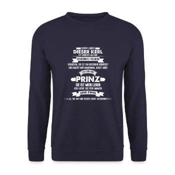 Sorry Ladies dieser Kerl ist bereits vergeben - Unisex Pullover - Navy - Vorne - Alina (178cm) & Michal (187cm)