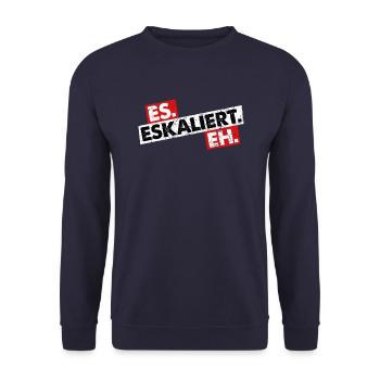 Es Eskaliert Eh Party Feiern Saufen Bier Alkohol - Unisex Pullover - Navy - Vorne - Alina (178cm) & Michal (187cm)