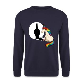 Unicorn Middle Finger Shadow - Unisex Sweatshirt - navy - Front - Alina (178cm) & Michal (187cm)