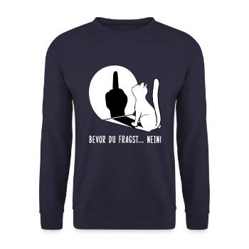 Katze Bevor Du Fragst... Nein! - Unisex Pullover - Navy - Vorne - Alina (178cm) & Michal (187cm)