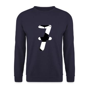 Fußball 7 Jahre alt Jungen 7. Geburtstag Spieler - Unisex Pullover - Navy - Vorne - Alina (178cm) & Michal (187cm)