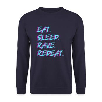 Eat Sleep Rave Repeat Techno Raver Party House - Unisex Pullover - Navy - Vorne - Alina (178cm) & Michal (187cm)