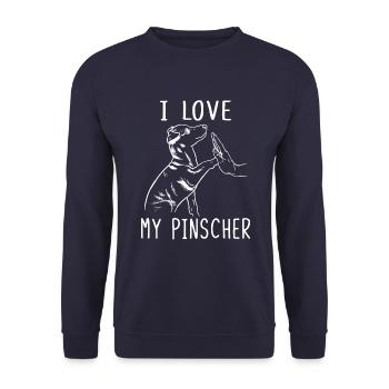 I Love My Pinscher Ich Liebe Meinen Pinscher - Unisex Pullover - Navy - Vorne - Alina (178cm) & Michal (187cm)