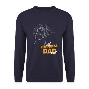 Best Pekingese Dad Ever Pekinese Papa Palasthund - Unisex Pullover - Navy - Vorne - Alina (178cm) & Michal (187cm)