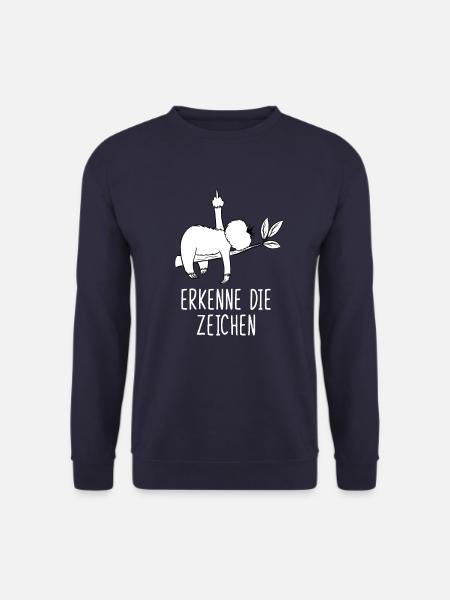 Erkenne die Zeichen Faultier Mittelfinger - Unisex Pullover - Navy