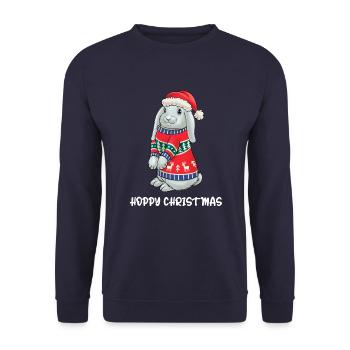 Rabbit Hoppy Christmas Merry Christmas - Unisex Sweatshirt - navy - Front - Alina (178cm) & Michal (187cm)
