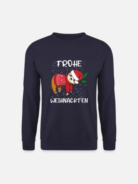 Frohe Weihnachten Faultier mit Weihnachtssweater - Unisex Pullover - Navy