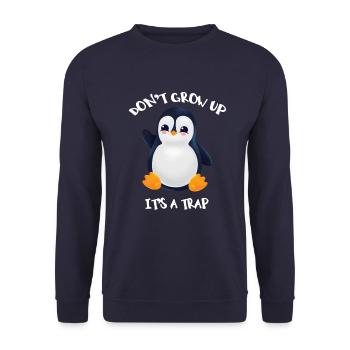 Pinguin Don't Grow Up - Unisex Pullover - Navy - Vorne - Alina (178cm) & Michal (187cm)