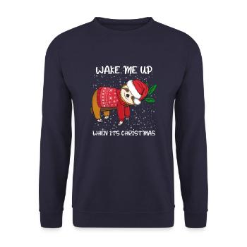 Wake Me Up When It's Christmas - Unisex Pullover - Navy - Vorne - Alina (178cm) & Michal (187cm)