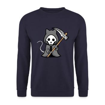 Cat Halloween Grim Repear - Unisex Sweatshirt - navy - Front - Alina (178cm) & Michal (187cm)