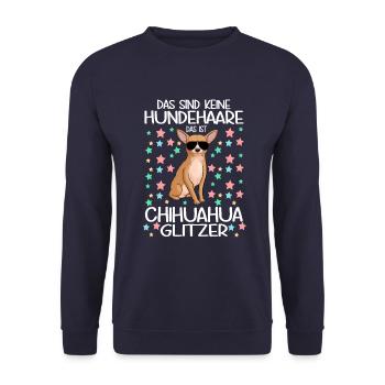 Das sind keine Hundehaare Chihuahua Glitzer - Unisex Pullover - Navy - Vorne - Alina (178cm) & Michal (187cm)