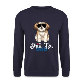 Shih Tzu Dad Shih Tzu Papa - Unisex Sweatshirt - navy - Front - Alina (178cm) & Michal (187cm)