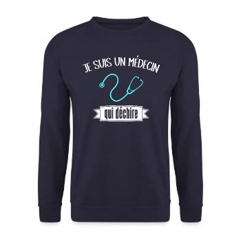 Je suis un médecin qui déchire - Sweat-shirt Unisexe - marine - Devant - Alina (178cm) & Michal (187cm)