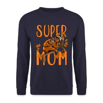 Super Mom, Mama ist die Beste, Meine Mama - Unisex Pullover - Navy - Vorne - Alina (178cm) & Michal (187cm)