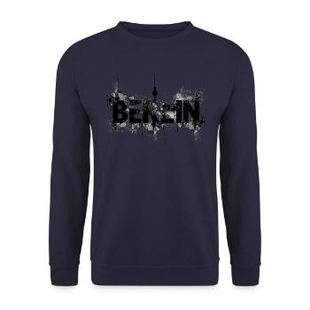 Berlin Grunge Stadt Fernsehturm - Unisex Pullover - Navy - Vorne - Alina (178cm) & Michal (187cm)