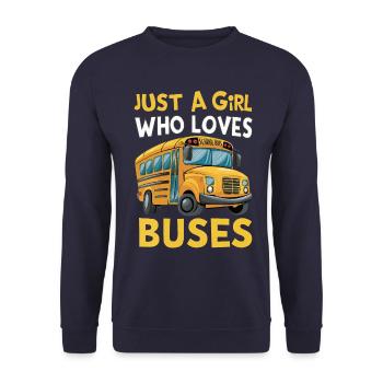Bus Busfahrer Schulbus - Unisex Pullover - Navy - Vorne - Alina (178cm) & Michal (187cm)