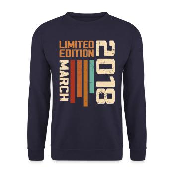 March 2018 Anniversary 2018 Retro 2018 March - Unisex Sweatshirt - navy - Front - Alina (178cm) & Michal (187cm)