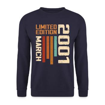 March 2001 Anniversary 2001 Retro 2001 March - Unisex Sweatshirt - navy - Front - Alina (178cm) & Michal (187cm)