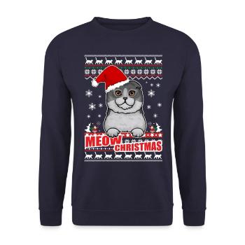 Meow Christmas Xma's Cat Design - Unisex Sweatshirt - navy - Front - Alina (178cm) & Michal (187cm)
