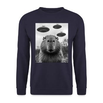 Capybara UFO Aliens - Unisex Sweatshirt - navy - Front - Alina (178cm) & Michal (187cm)