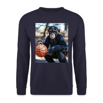 Chimpanzee Basketball - Unisex Sweatshirt - navy - Front - Alina (178cm) & Michal (187cm)