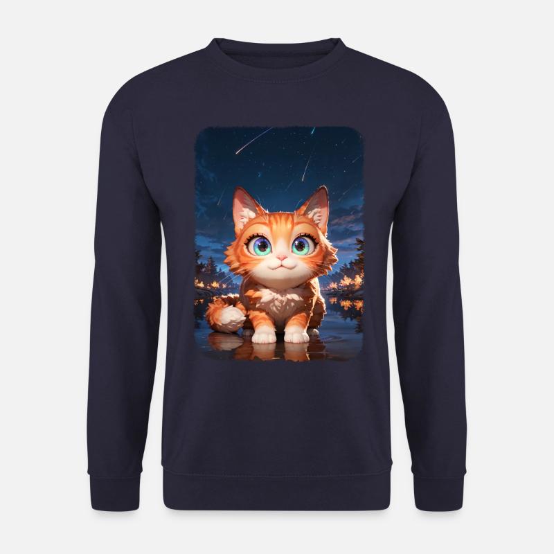 Süße Katze, die während der Apokalypse Spaß hat - Unisex Pullover - Navy