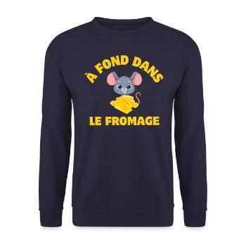 à fond dans le fromage - Sweat-shirt Unisexe - marine - Devant - Alina (178cm) & Michal (187cm)