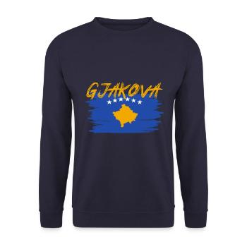 Gjakova 07 Gjakove Kosovo Albanien Geschenk Design - Unisex Pullover - Navy - Vorne - Alina (178cm) & Michal (187cm)