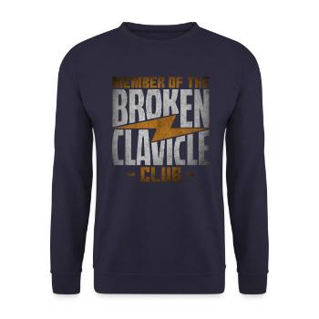 Member Of The Broken Clavicle Club Gift - Unisex Sweatshirt - navy - Front - Alina (178cm) & Michal (187cm)