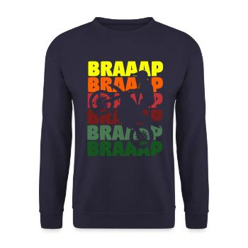 Motocross Dirt Bike Braaap - Unisex Pullover - Navy - Vorne - Alina (178cm) & Michal (187cm)