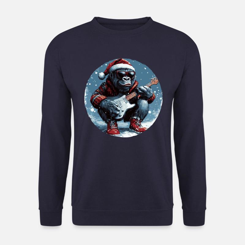 Gorilla Weihnachten Rocker Gitarre - Unisex Pullover - Navy