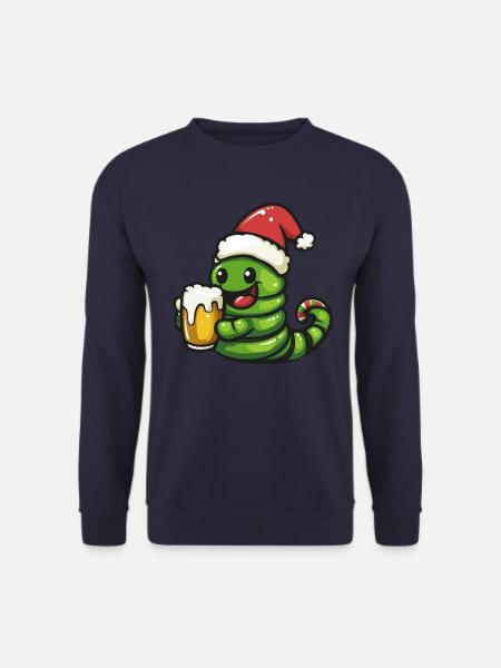 Worm Christmas Beer Funny - Unisex Sweatshirt - navy