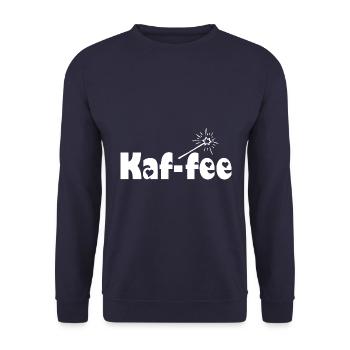 Kaf-Fee - Lustiges Design für Kaffeeliebhaber - Unisex Pullover - Navy - Vorne - Alina (178cm) & Michal (187cm)