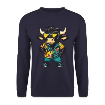 Stier Comic Lustig Sommer - Unisex Pullover - Navy - Vorne - Alina (178cm) & Michal (187cm)