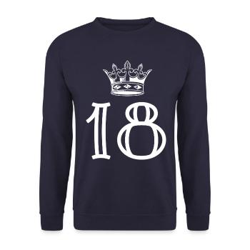 18 Zahl Krone - Unisex Pullover - Navy - Vorne - Alina (178cm) & Michal (187cm)