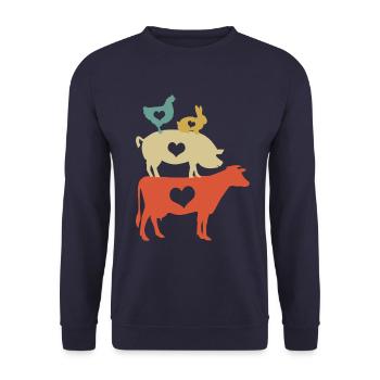 Vegan vegan vegan animaux coeur - Sweat-shirt Unisexe - marine - Devant - Alina (178cm) & Michal (187cm)