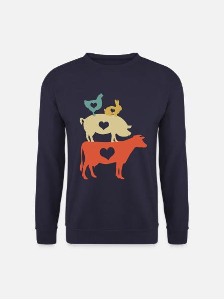 Vegan Veganer Veganerin Tiere Herz - Unisex Pullover - Navy