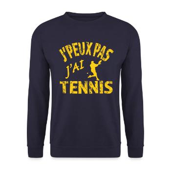 Je peux pas j'ai Tennis - Sweat-shirt Unisexe - marine - Devant - Alina (178cm) & Michal (187cm)