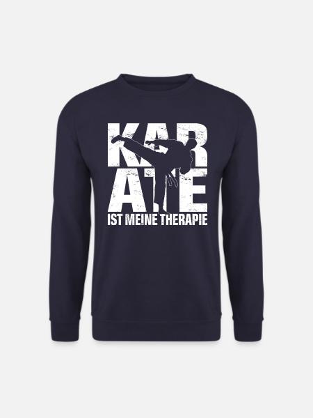 KARATE IST MEINE THERAPIE – Mann macht Karatekick - Unisex Pullover - Navy