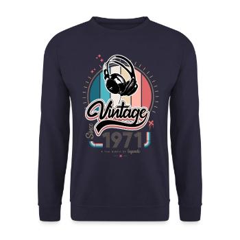 Vintage since 1971 headphones - Sweat-shirt Unisexe - marine - Devant - Alina (178cm) & Michal (187cm)