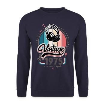 Vintage since 1975 headphones - Sweat-shirt Unisexe - marine - Devant - Alina (178cm) & Michal (187cm)