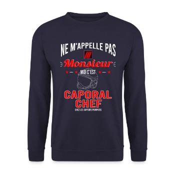 POMPIER - caporal chef - Sweat-shirt Unisexe - marine - Devant - Alina (178cm) & Michal (187cm)