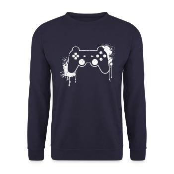 CONTROLLER RETRO in white - Unisex Sweatshirt - navy - Front - Alina (178cm) & Michal (187cm)