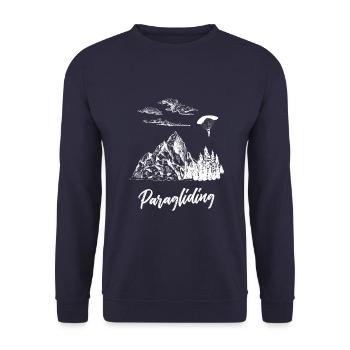 Paragliding Mountains - Unisex Sweatshirt - navy - Front - Alina (178cm) & Michal (187cm)