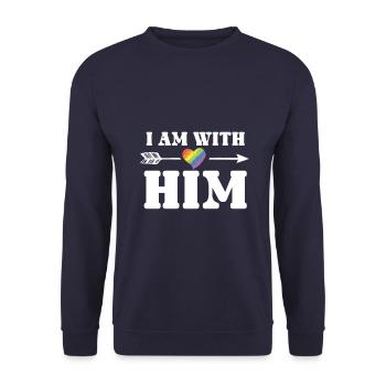 Gay With Him - Unisex Pullover - Navy - Vorne - Alina (178cm) & Michal (187cm)