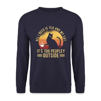 Chat de thé trop people à l'extérieur - Sweat-shirt Unisexe - marine - Devant - Alina (178cm) & Michal (187cm)