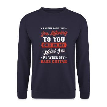 Guitare basse dans ma tête - Sweat-shirt Unisexe - marine - Devant - Alina (178cm) & Michal (187cm)