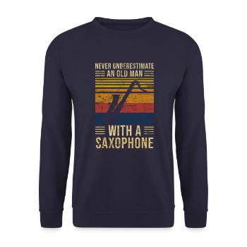 Saxophone sous-estime le vieil homme - Sweat-shirt Unisexe - marine - Devant - Alina (178cm) & Michal (187cm)