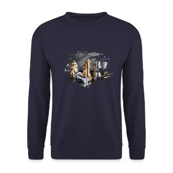 Jeu d'échecs découpé - Sweat-shirt Unisexe - marine - Devant - Alina (178cm) & Michal (187cm)
